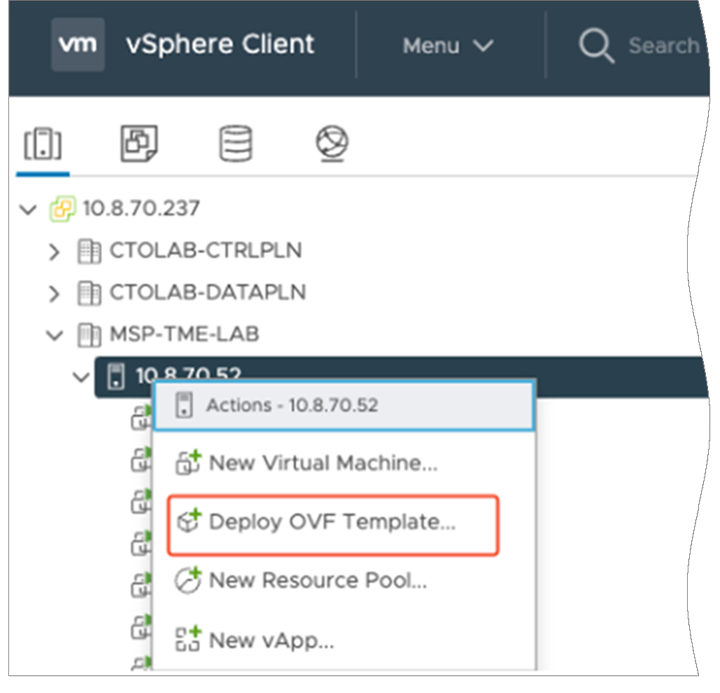 PaloAlto screenshot — OVF deployment wizard in vCenter
